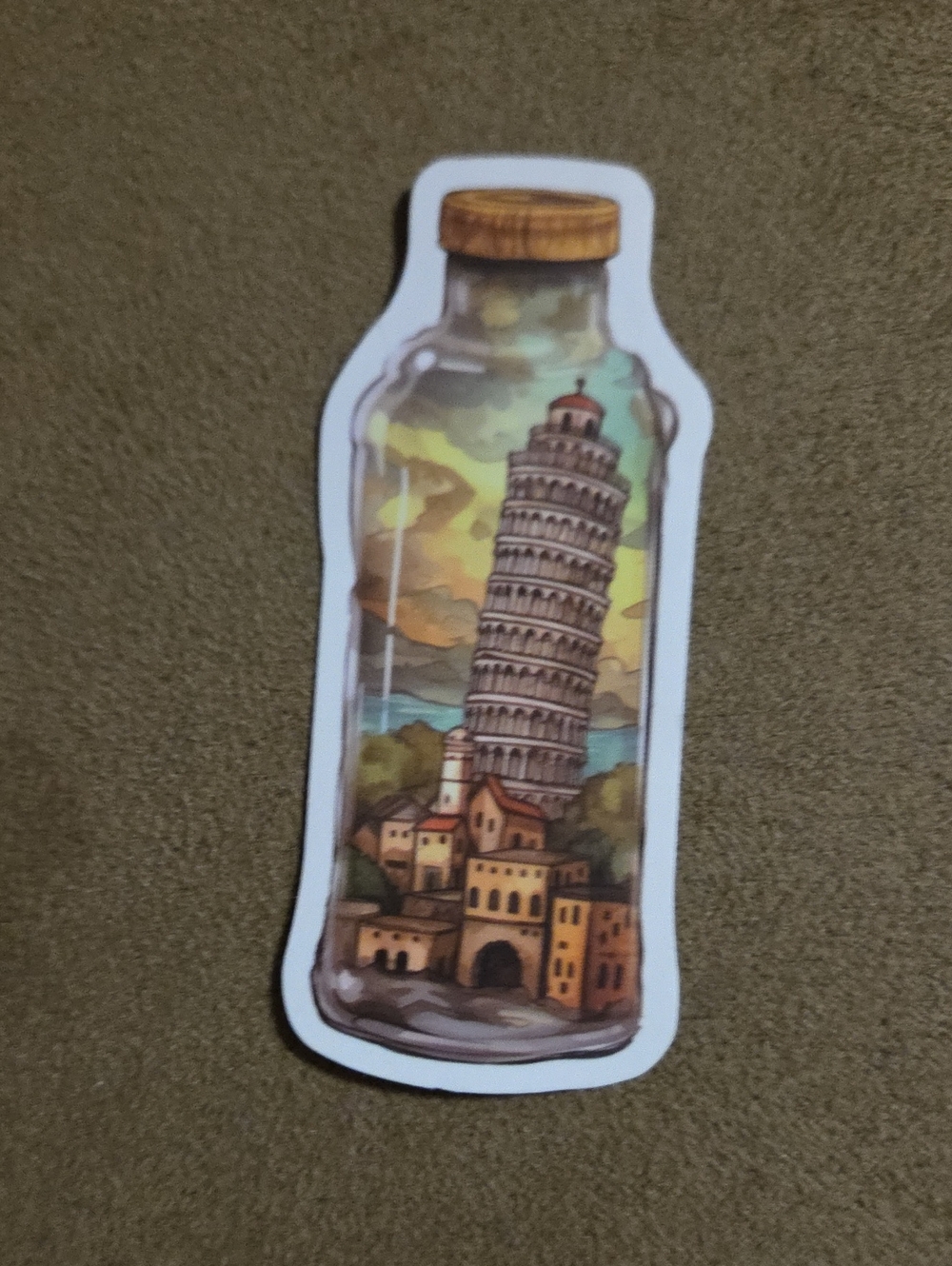 Leaning Tower of Pisa in Bottle Sticker